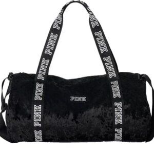 NWT Victoria's Secret PINK Black Velvet Gym Duffle Bag